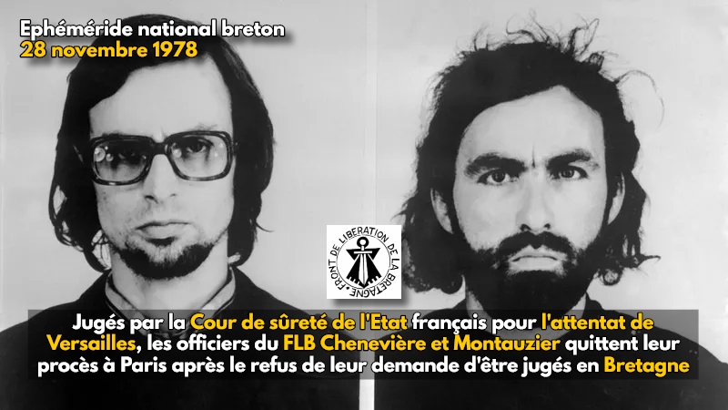 Ephéméride national breton : les officiers du FLB Chenevière et Montauzier boycottent leur procès politique